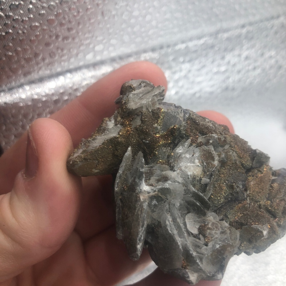 Calcite with chalcopyrite and quartz